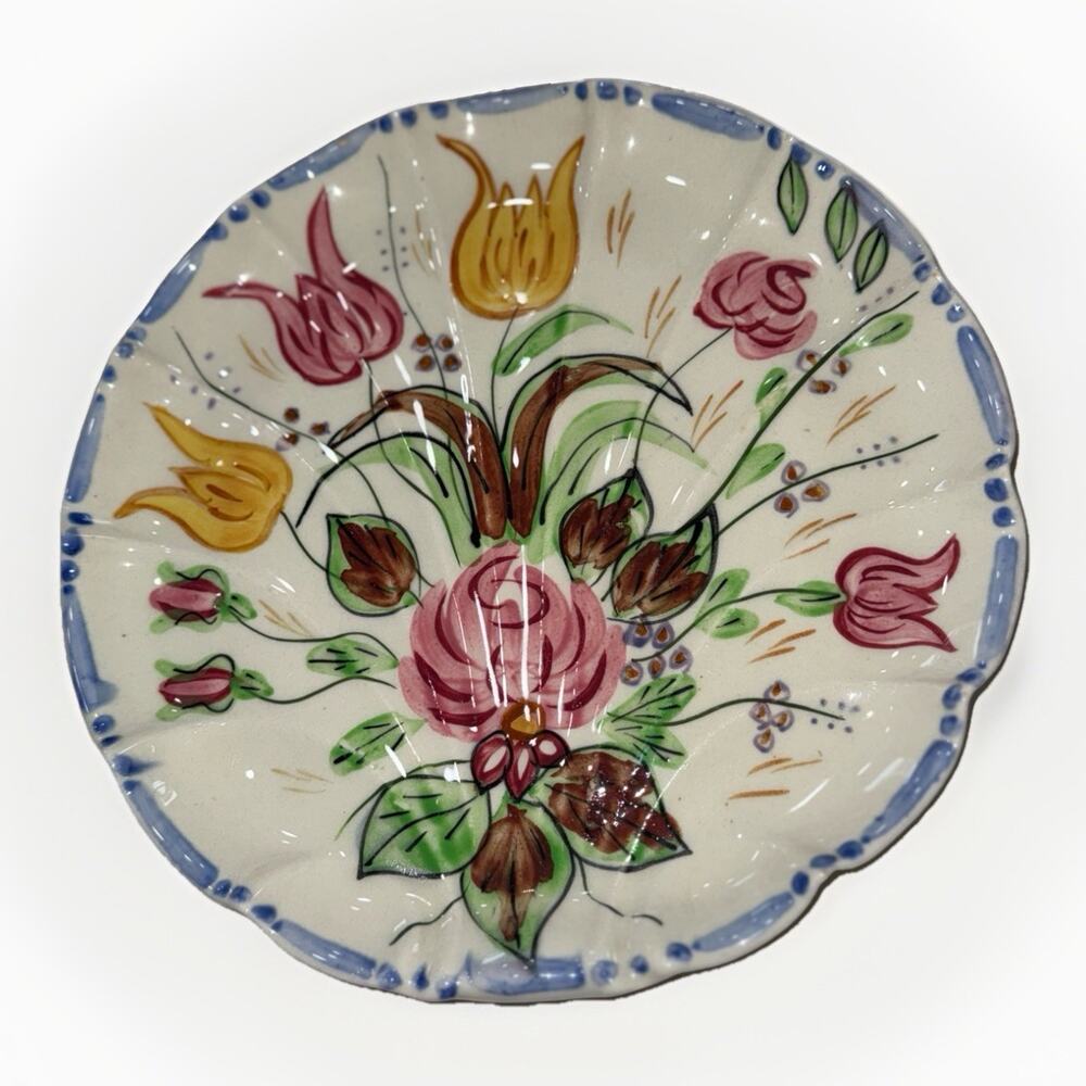 Vintage Blue Ridge Southern Potteries Hand Painted Floral Plate Nova Rose 10”